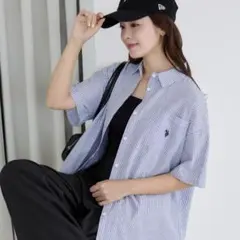 ｟匿名配送｠u.s.polo assn ハーフスリーブシャツ　ストライプ　フリー