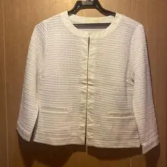 BEAMS HEARTS ノーカラージャケット ホワイト
