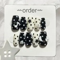 【オーダー専用ページ】 ネイルチップ つけ爪 韓国 ドット 羽 ウィッシュコア