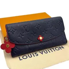 路易威登 壓花皮革 愛蜜莉長夾 花朵吊飾