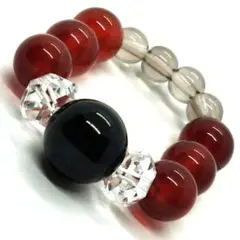 天然石リング☆ブラックオニキス　瑪瑙　スモーキークォーツ　ボタンカットクリスタル