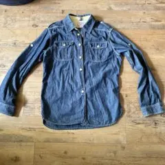 BEAMS メンズLサイズ　デニム長袖シャツ ボタン付きポケット