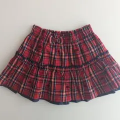 mikihouseミキハウス　ベビー服スカートリバーシブル赤チェック✕デニム風