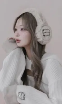 ダーリッチ　ダブルファブリックイヤーマフラー　アイボリー