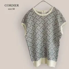 コルディアCORDIER 半袖セーター　総柄　Uネック　麻混　ワールドのサムネイル