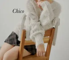 新品 Chico 袖リボンルーズリブカーディガン