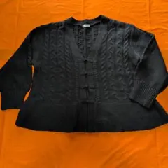 axes femme ブラック ケーブル編み カーディガン