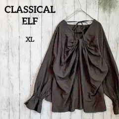 クラシカルエルフ ギャザーブラウス XL 黒 バックリボン キャンディスリーブ