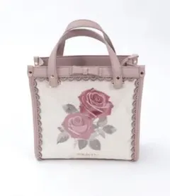 新品タグ付き★アクシーズファムローズ刺繍スクエアバッグショルダーバッグピンク