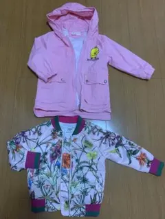 ピンク 花柄 ボンバージャケット 2点セット