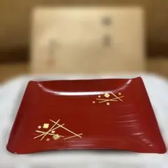 平安象彦 瑞雲 銘々盆 朱塗 蒔絵 京漆器 菓子盆 共箱