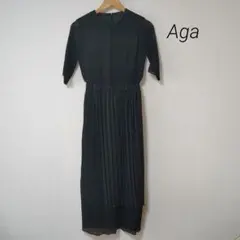 新品未使用タグ付き】ヤマダヤAga ストレッチタフタフレアワンピース
