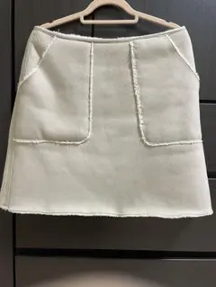 アイボリー フリンジ Aラインミニスカート