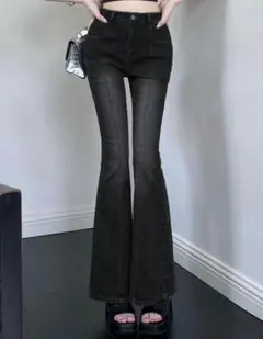 Shein dazy ブラック フレアデニム　Mサイズ