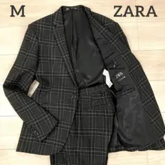美品✨ZARA カジュアルスーツ セットアップ チェック 黒 ストレッチ M