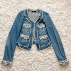 DURAS デュラス　ジージャン　デニム　ビジュー　パール　平成ギャル