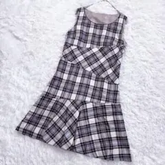 【美品✨】ペイトンプレイス チェック柄切替ワンピース ラメ糸 膝丈 Mサイズ