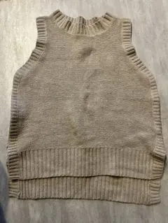 ベージュ ノースリーブ ニット M-L