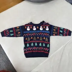 H&M クリスマス柄　トレーナー　ニットセーター ネイビー　80 男の子　長袖