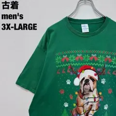 ポート&カンパニー Tシャツ クリスマス ブルドッグ グリーン 3XL 古着のサムネイル