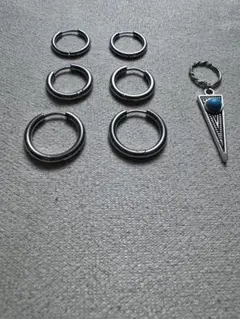 シルバー フープピアス6個とペンダント