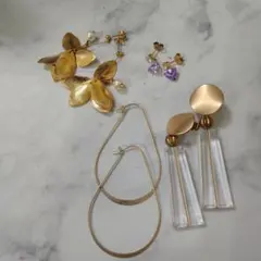 三角　フープ　フラワー　リーフ　モチーフピアス　まとめ売り　入学式　結婚式