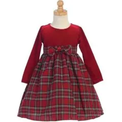 Lito リト ビロード レッド チェック ホリデー ドレス レッド パニエ