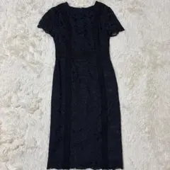 RUIRUE BOUTIQUE レースワンピース ネイビー 半袖 フォーマル