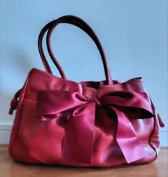 ユーバイ ウンガロ ハンドバッグ トートバッグ 赤 リボン バッグ まちあり 鞄