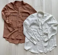 ロペピクニック　ホワイト・ブラウン長袖ブラウス　2枚セット