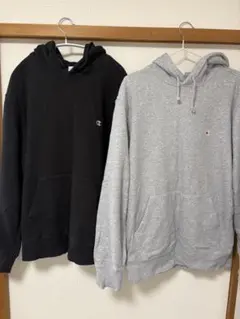 Champion パーカー 2着セット ブラック グレー XL