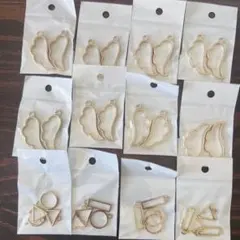 羽根　丸三角四角　レジン枠　チャーム　セット