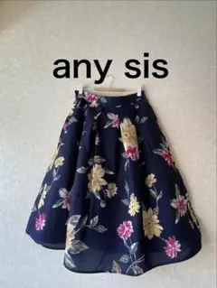 any SiS(オンワード樫山)♡花柄フレアスカート♡ネイビーM