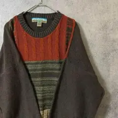 90s vintage 柄ニット　セーター　メンズ　M 古着　個性派　Y2