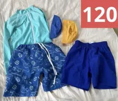 【記名あり！】水着セット（ラッシュガード・水泳帽子・ショートパンツ）　5点　男