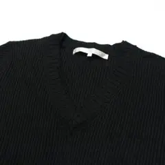 BUONA GIORNATA ブラック Vネック リブ編みセーター