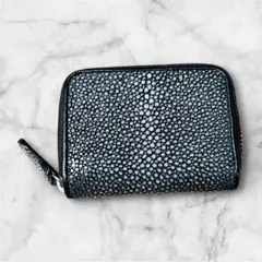 【新品】エイ革 ミニ小銭入れ 黒　ガルーシャ スティングレイ 本革財布 ブラック