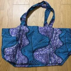 アフリカンバティック柄 トートバッグ ブルー系