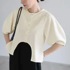 【新品/'25】セレクトモカ フロントカーブラインランタンスリーブカーディガンのサムネイル