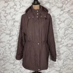 【Ellesseエレッセ】フードジップロングコート　Aライン　ブラウンのサムネイル