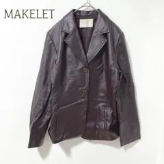 マケレット 羊革　本革　レザージャケット 赤茶 M 裏地付 上品　長袖　羽織