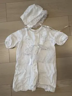 ホワイト レース付き ベビードレスセット