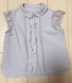 レース付きライトグレーシャツノースリーブ