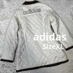 アディダス キルティング ジャケット ロゴ 刺繍 アイボリー レディース LL