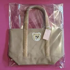 オールドテディ　ワッペントートバッグ　ベージュ　Lサイズ