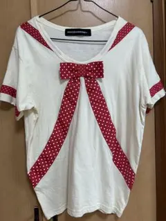 mercibeaucoup ドット柄リボン付きTシャツ