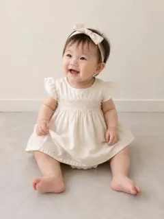 破格　ラルフローレン　ホワイト　ワンピース　9M うっすらシミありのサムネイル