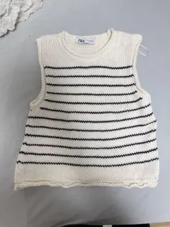 ZAPA ノースリーブニットセーター ホワイト/ブラック