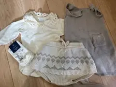 アイボリー レース付きロンパースセット 80