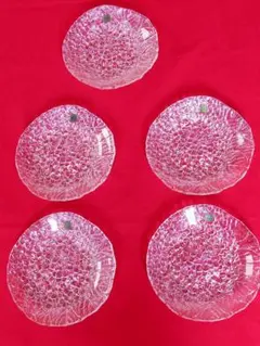 HOYA CRYSTAL 花模様 ガラス皿 5枚セット